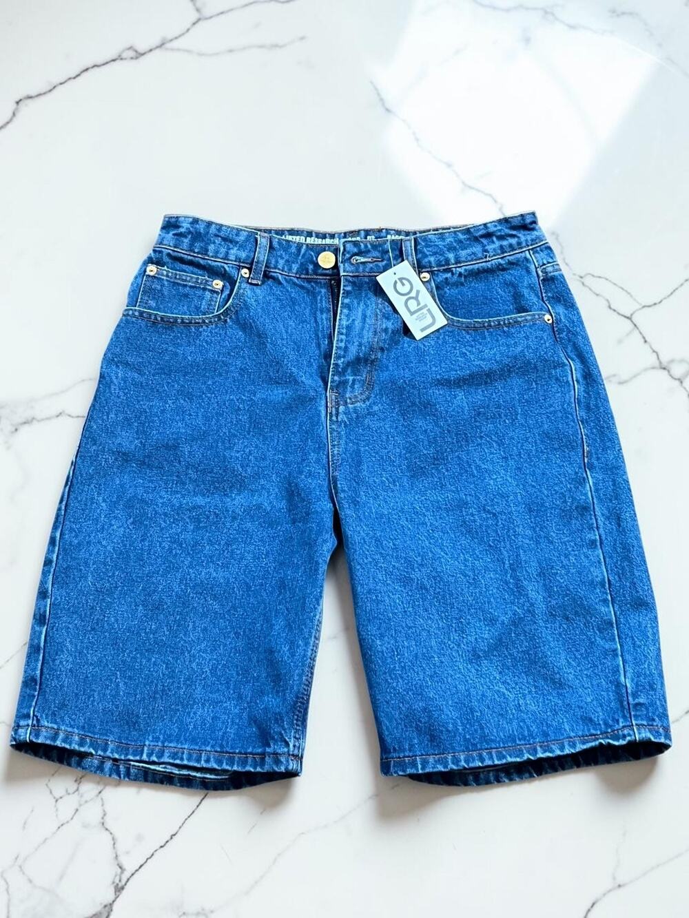 LRG Lifted Research Group Denim Shorts Mens 31 Blue Baggy Streetwear